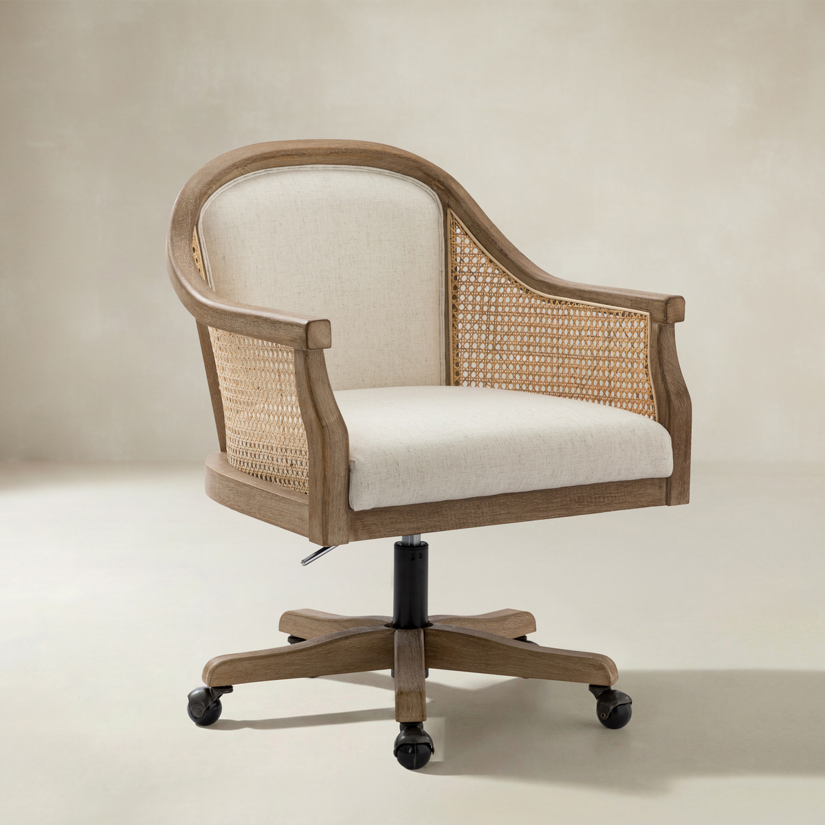Audrey Rattan Task Chair Swivel Base & Curved Seat Design