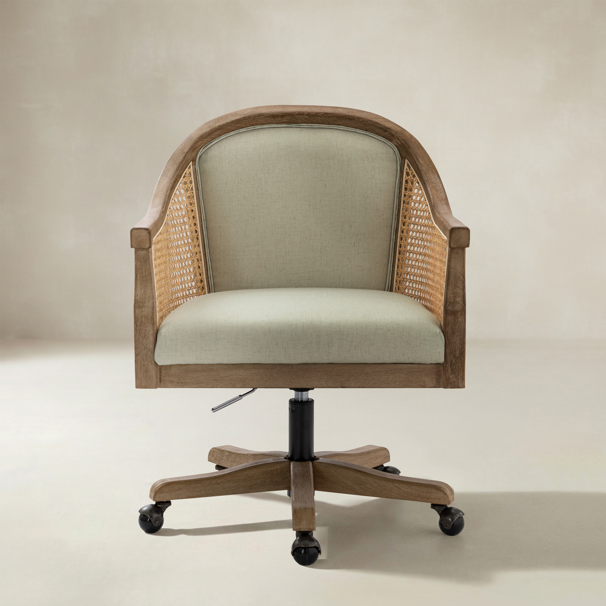 Audrey Rattan Task Chair Swivel Base & Curved Seat Design