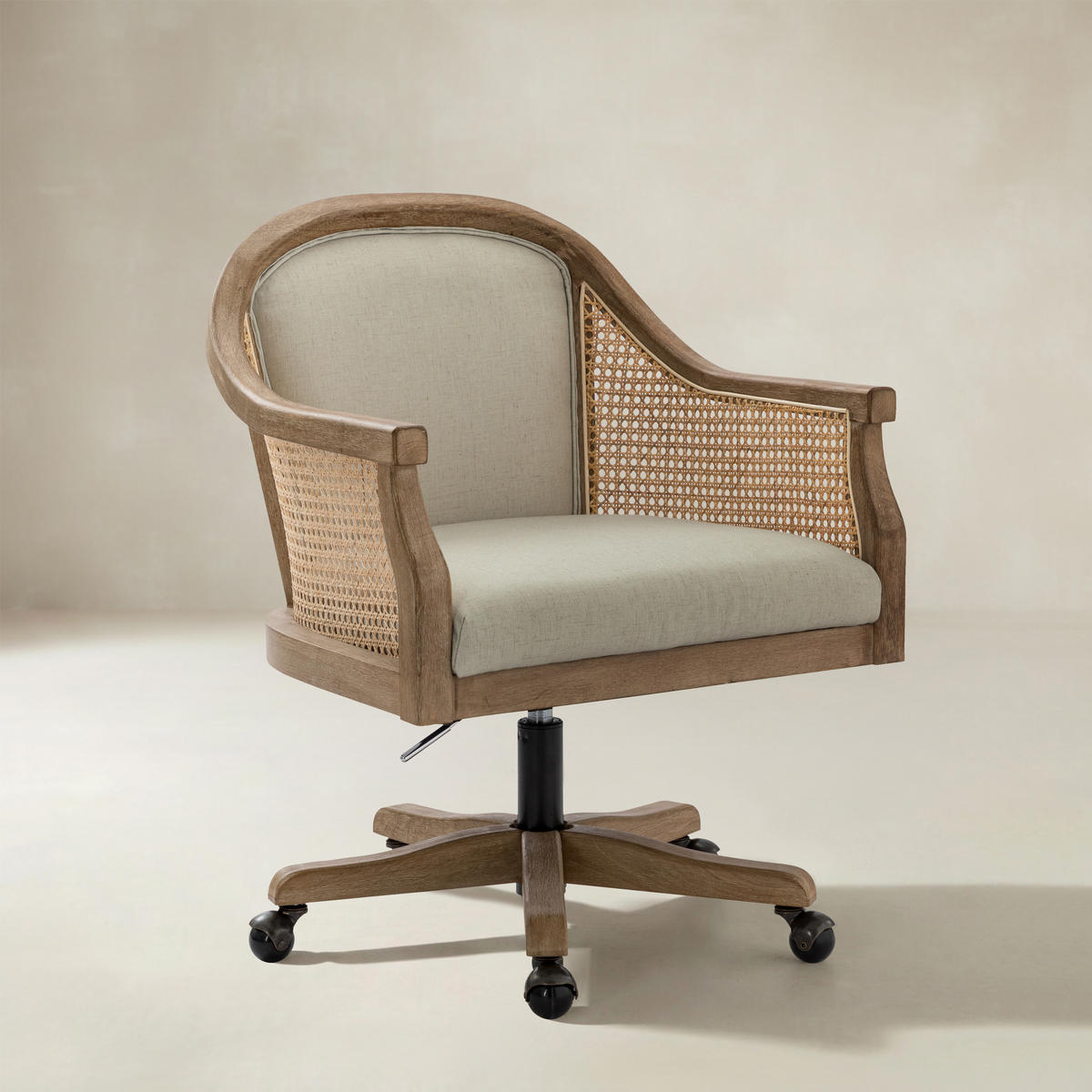 Audrey Rattan Task Chair Swivel Base & Curved Seat Design