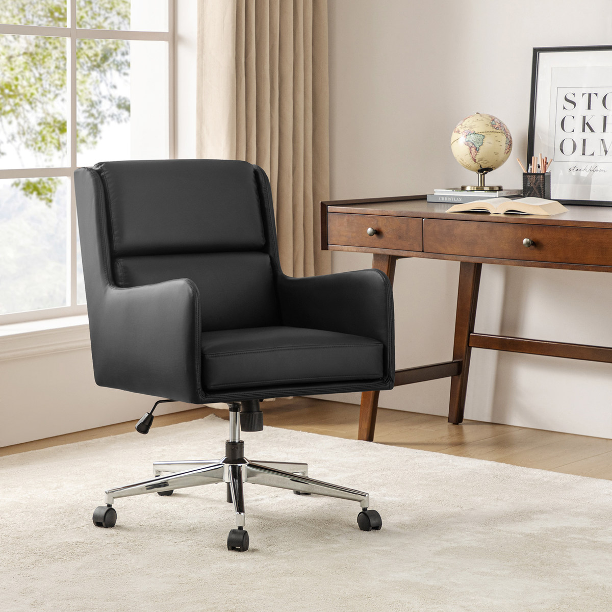 Eamonn Ergonomic Swivel Office Chair with Metal Base