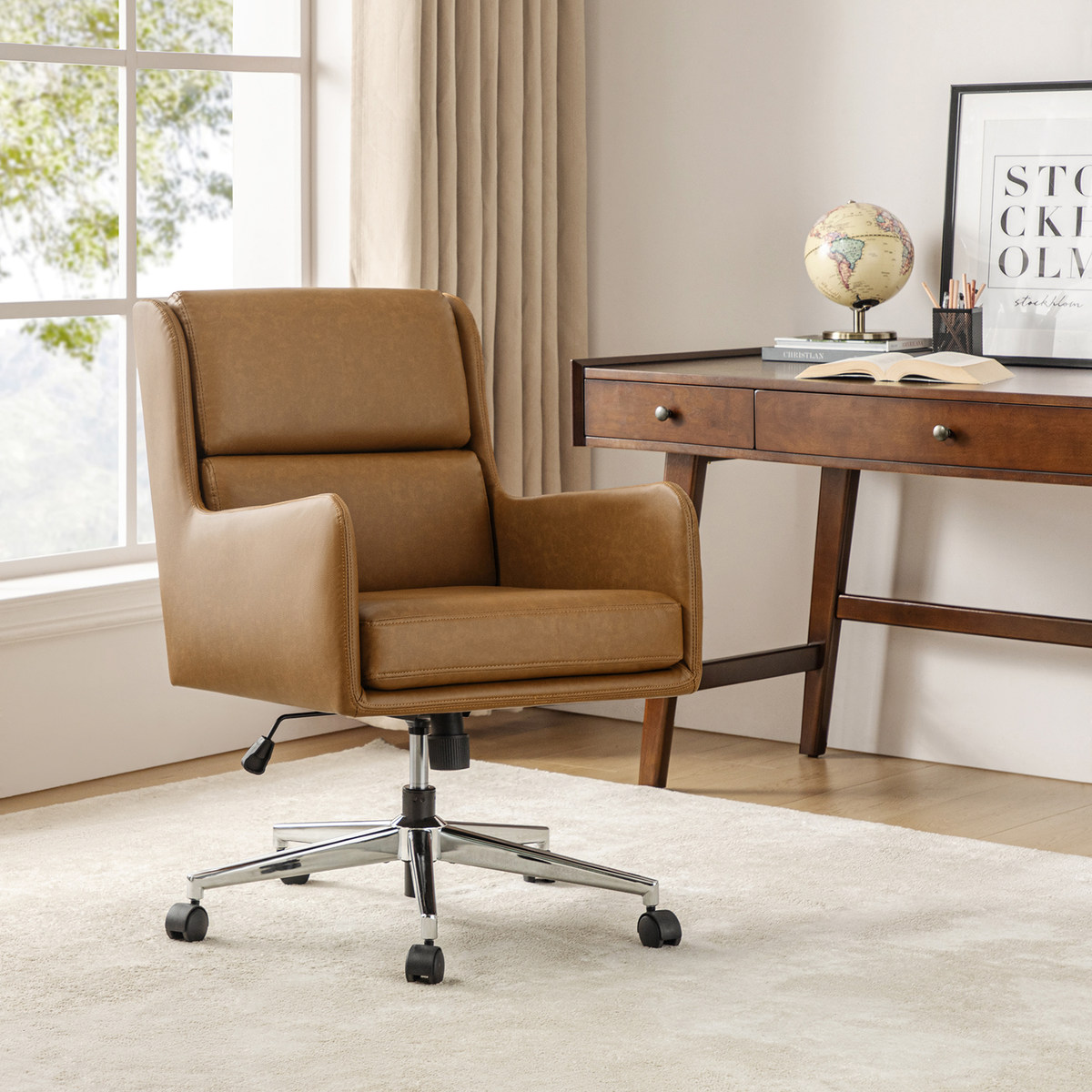 Eamonn Ergonomic Swivel Office Chair with Metal Base