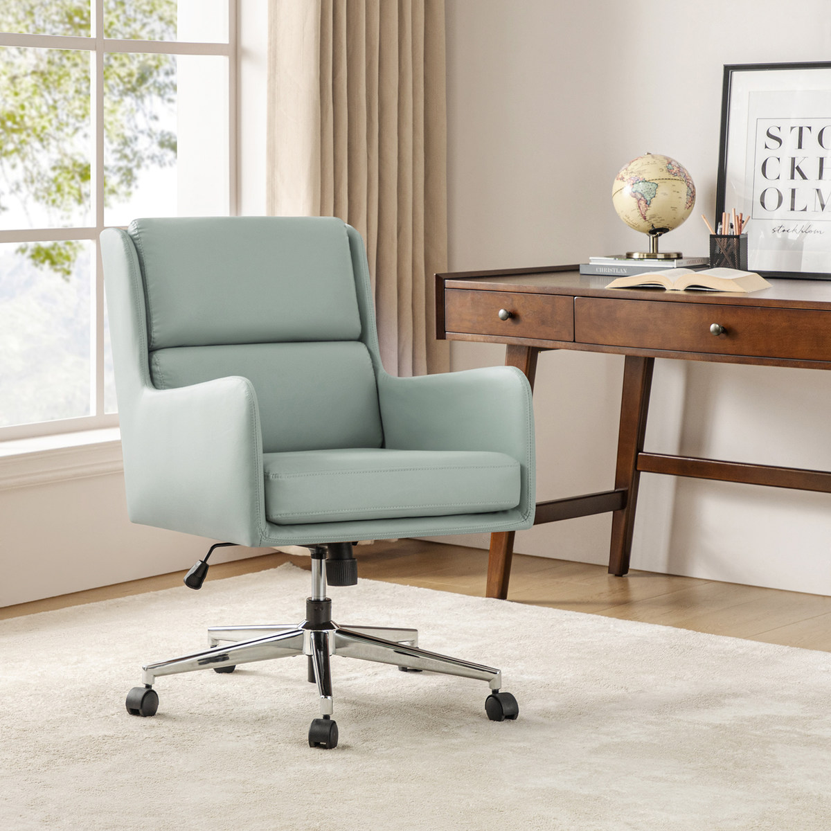 Eamonn Ergonomic Swivel Office Chair with Metal Base