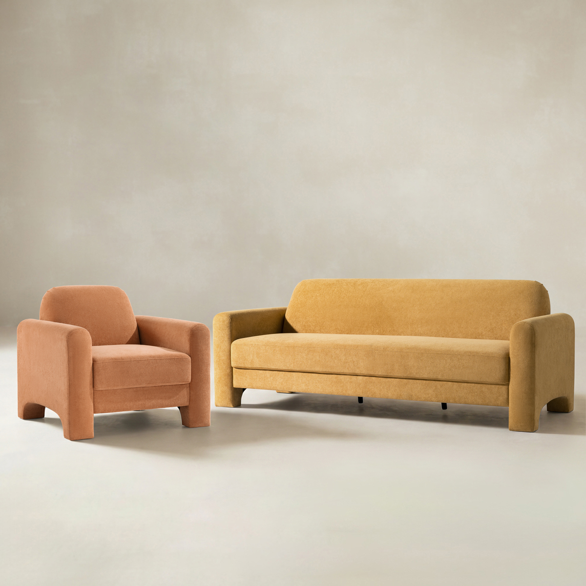 Elio Modern Chenille Sofa & Soren Chenille Accent Chair Furniture Set