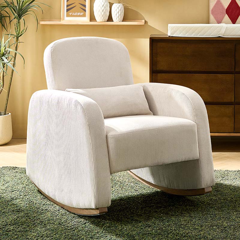 Richard Soft CorduroyRocking Chair with Lumbar Support - HULALA HOME