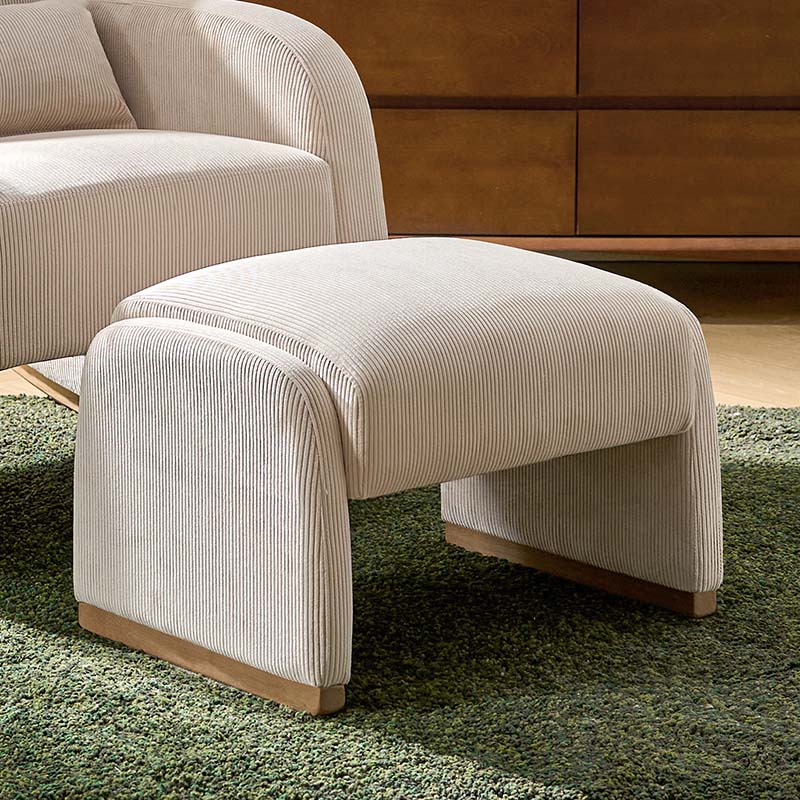 Randolph Rounded Modern Design Corduroy Ottoman