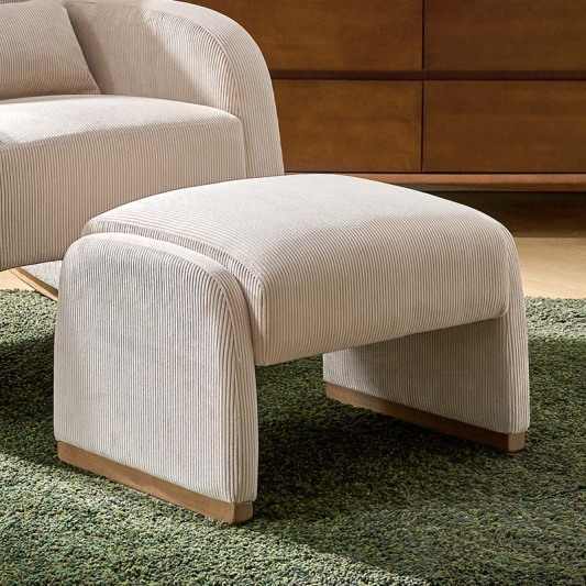 Randolph Rounded Modern Design Corduroy Ottoman