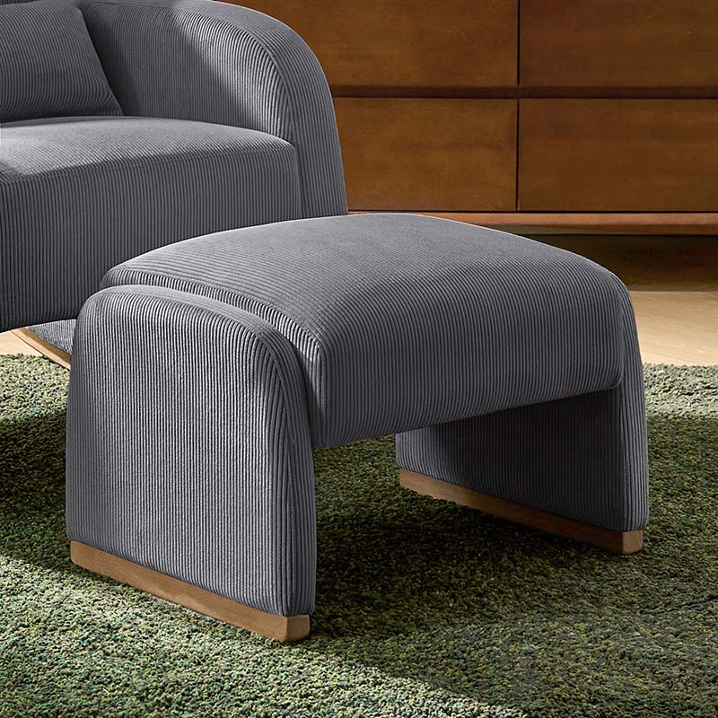 Randolph Rounded Modern Design Corduroy Ottoman