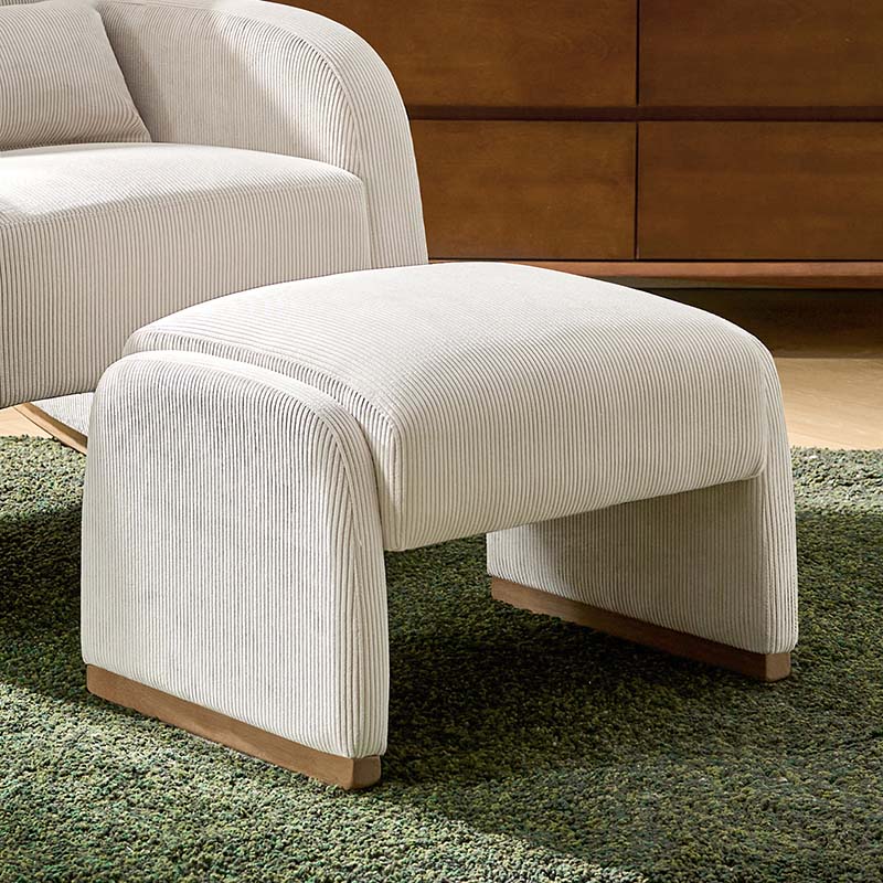 Randolph Rounded Modern Design Corduroy Ottoman