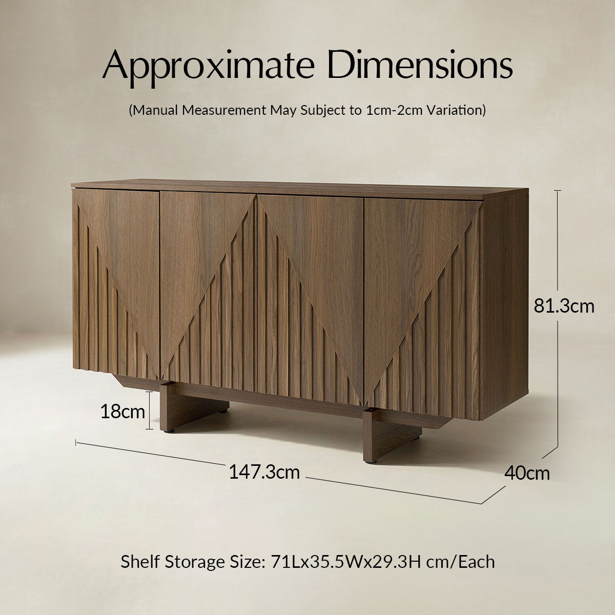Dietreich Wooden Buffet Sideboard with Deep Embossed Texture