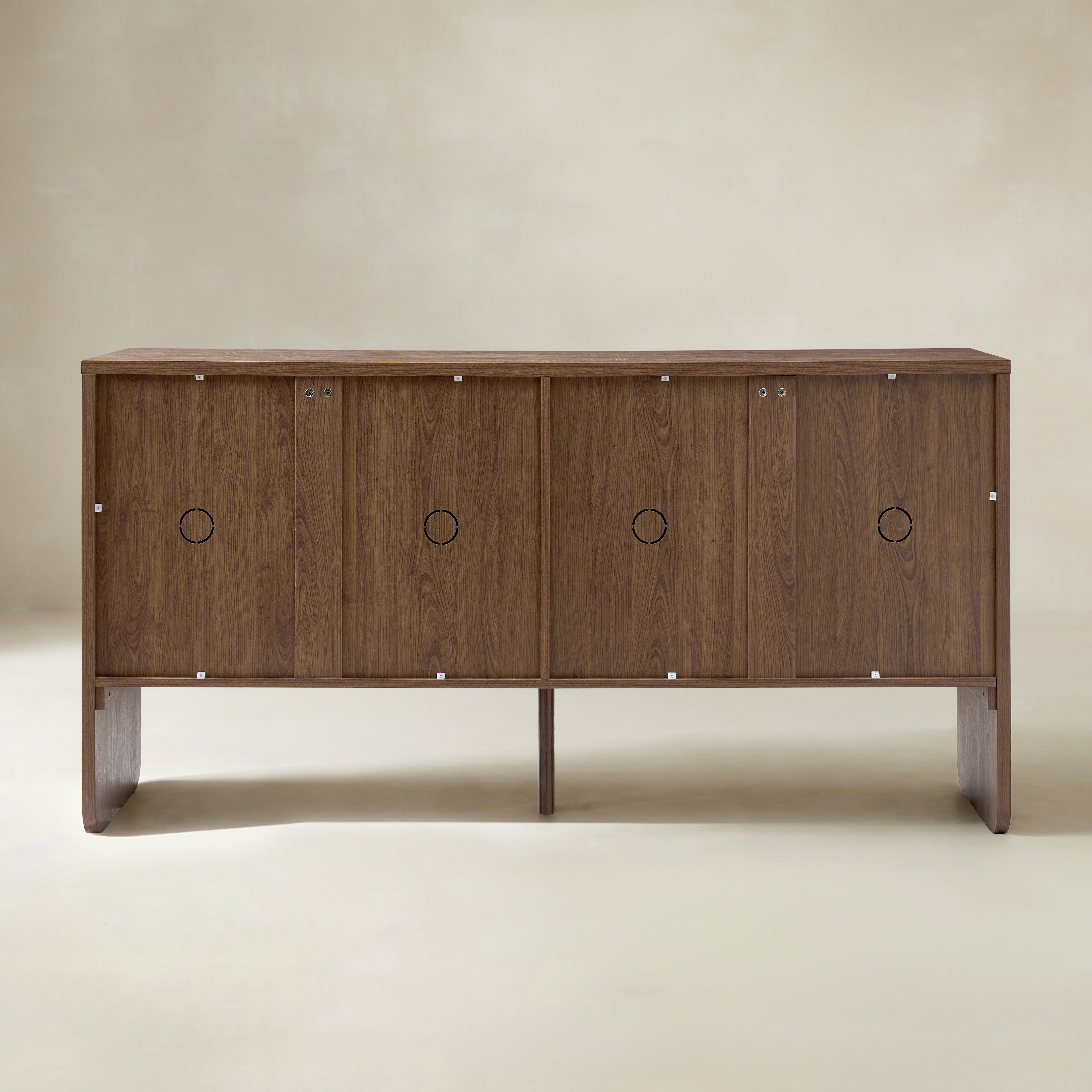 Paula 4-Door Buffet Sideboard with Fluted Doors, Adjustable Shelves & Cable Management