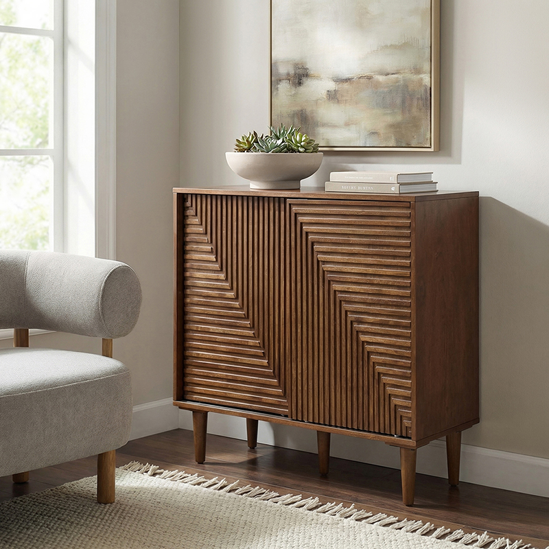 Archie 2 Door Accent Cabinet with Wine Rack and Adjustable Shelf