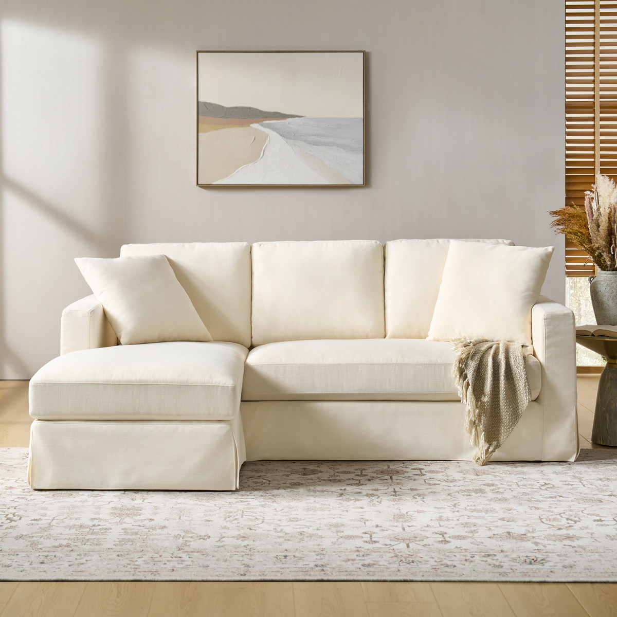 Romina Slipcovered Corner Sofa with Reversible Chaise