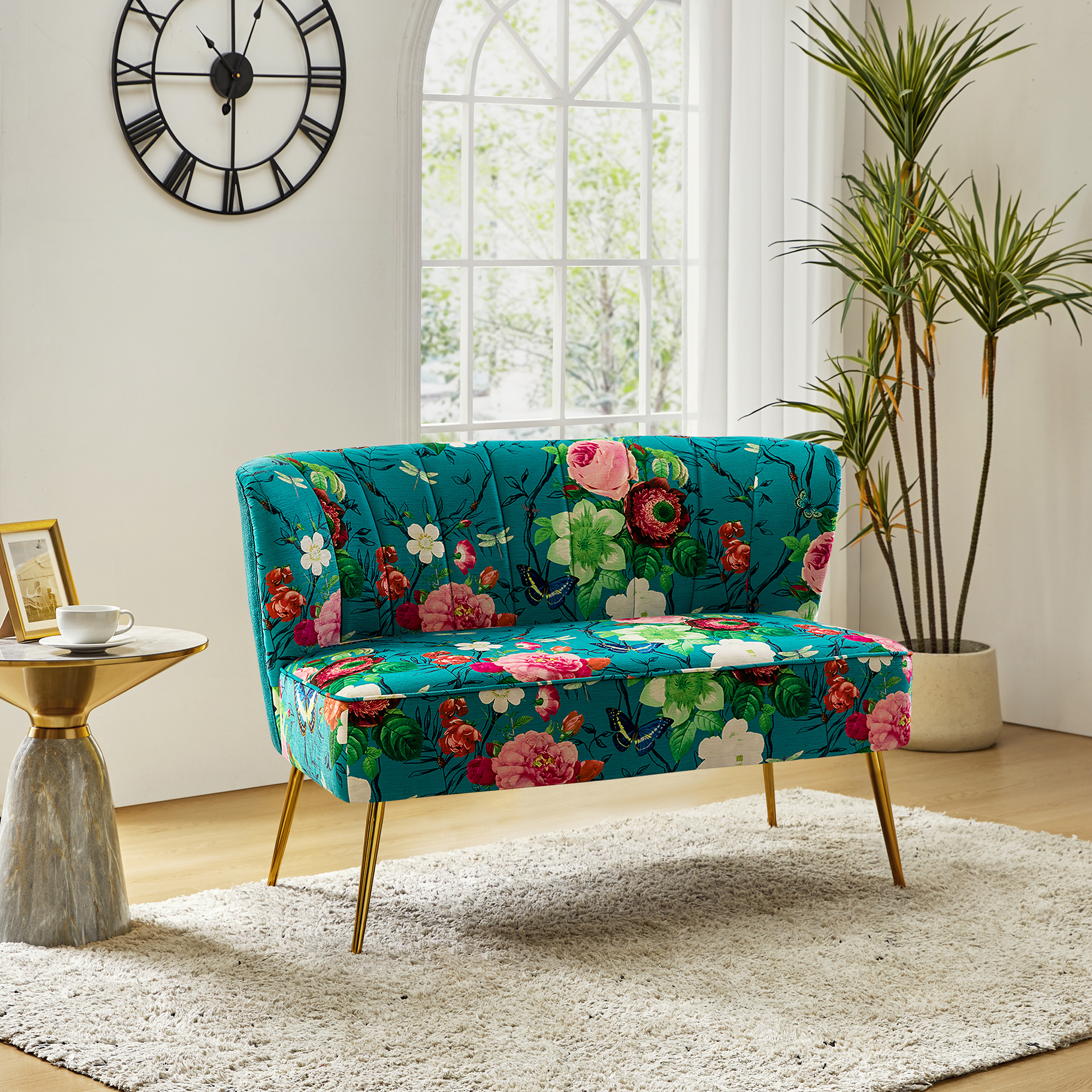 Coraline Floral Upholstered Loveseat with Tufted Back