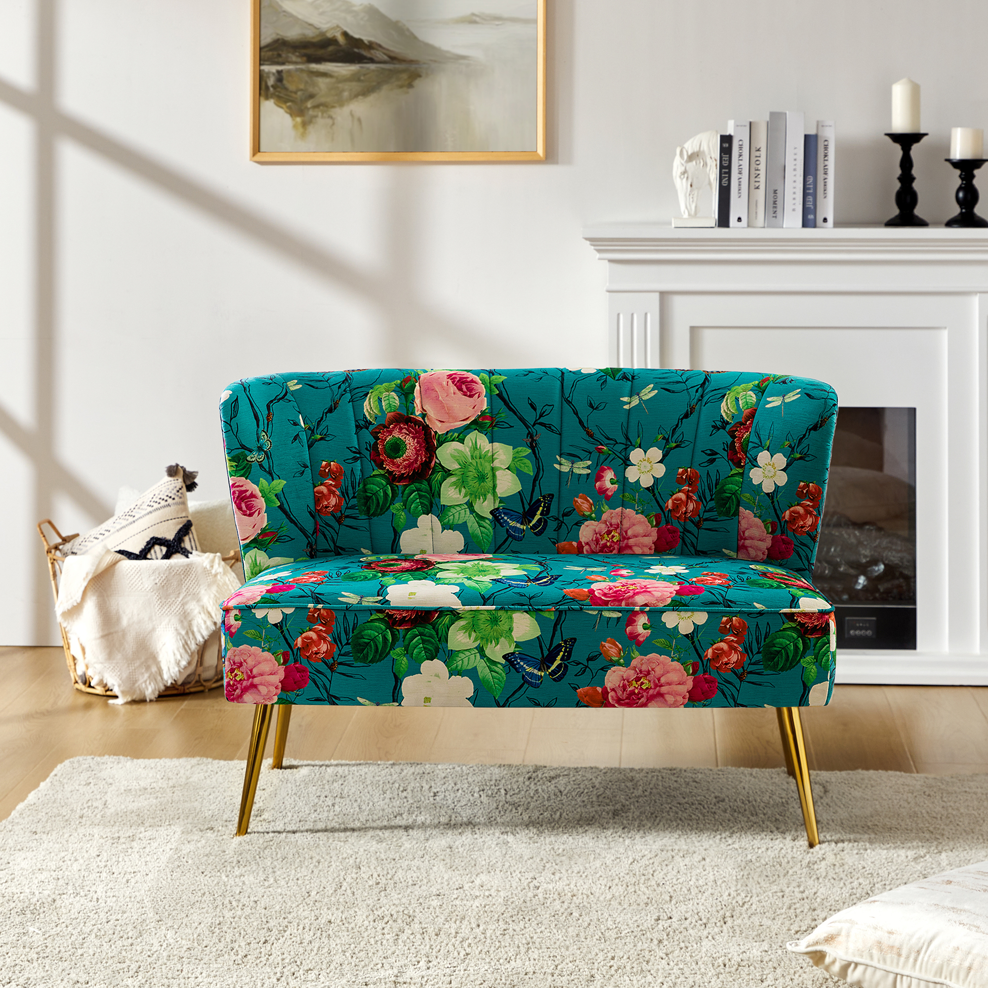 Coraline Floral Upholstered Loveseat with Tufted Back