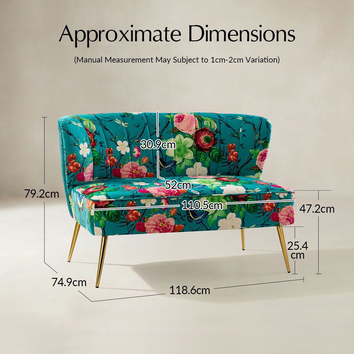 Coraline Floral Upholstered Loveseat with Tufted Back