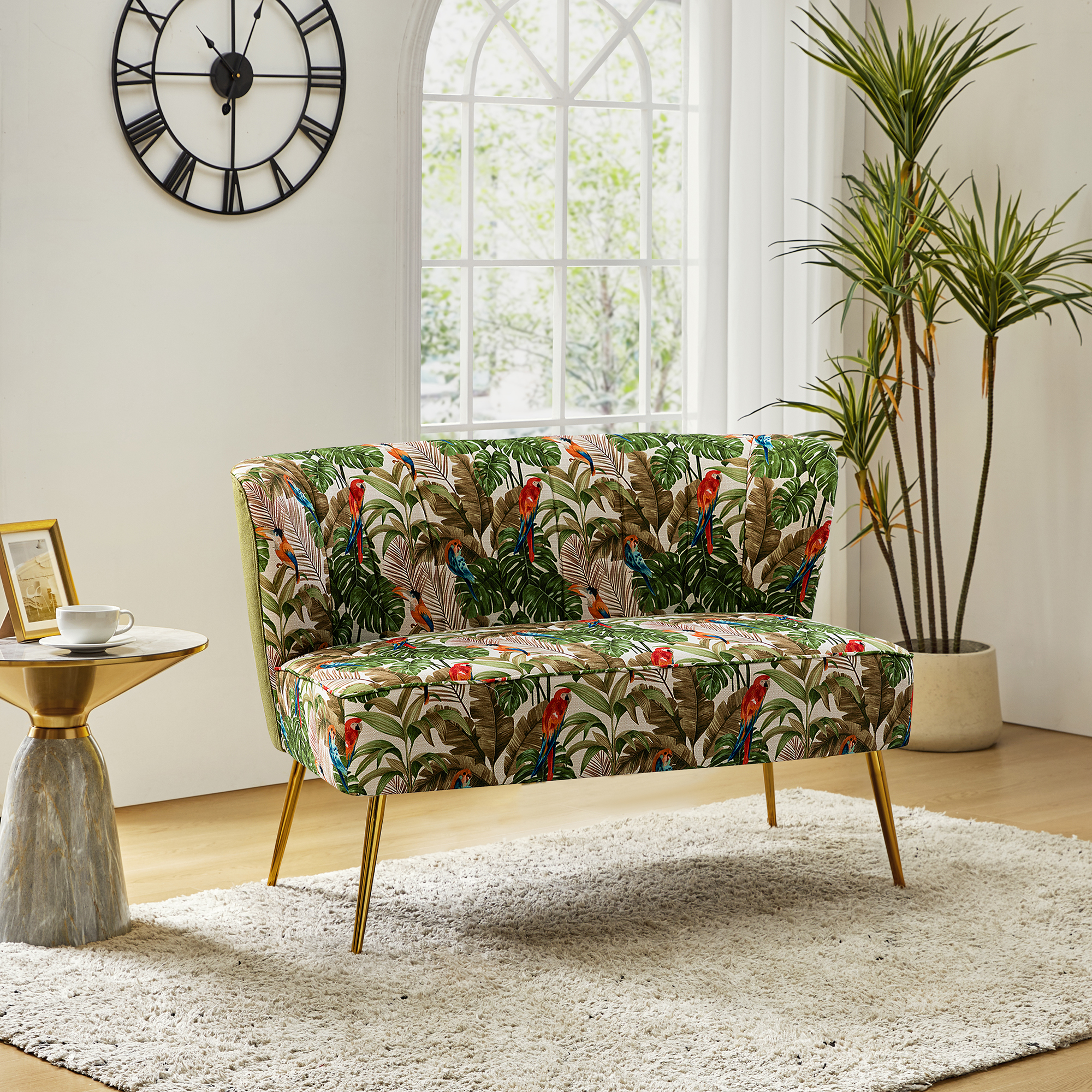 Coraline Floral Upholstered Loveseat with Tufted Back