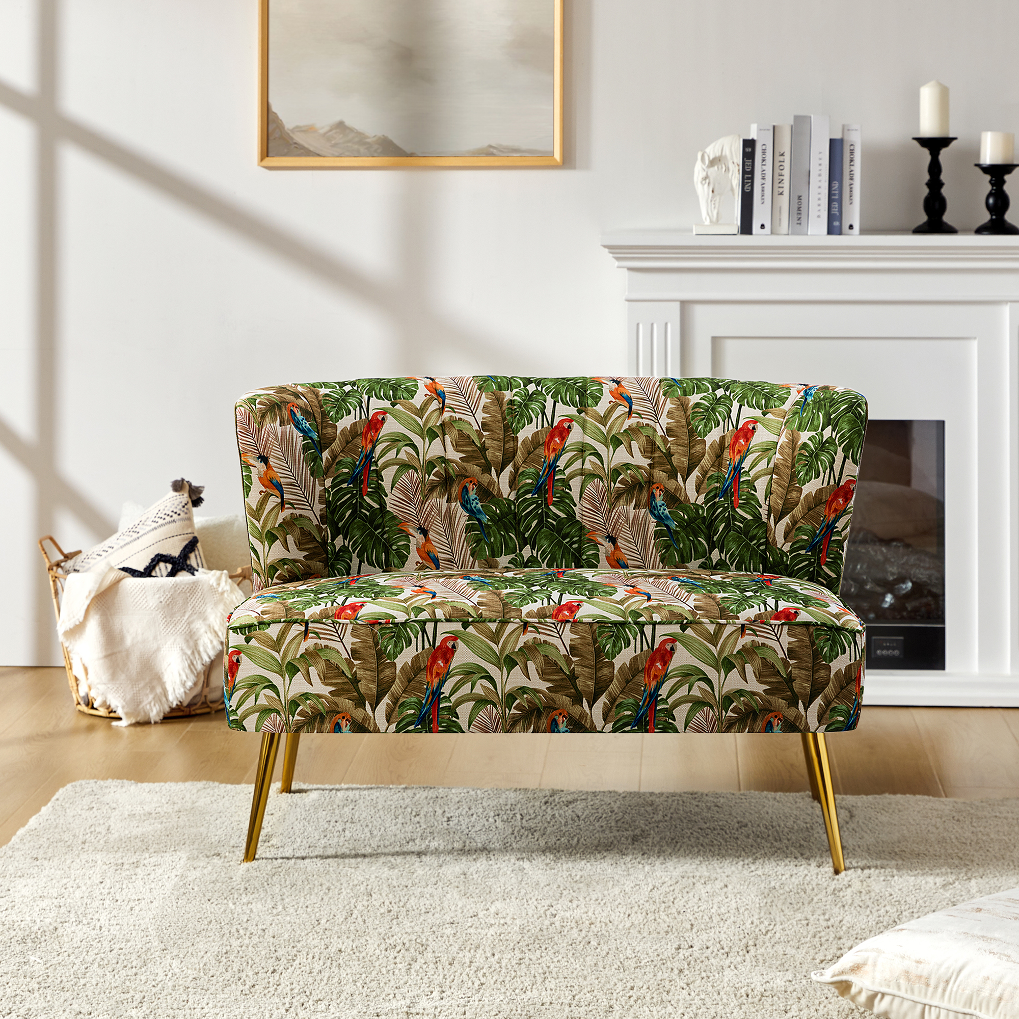Coraline Floral Upholstered Loveseat with Tufted Back