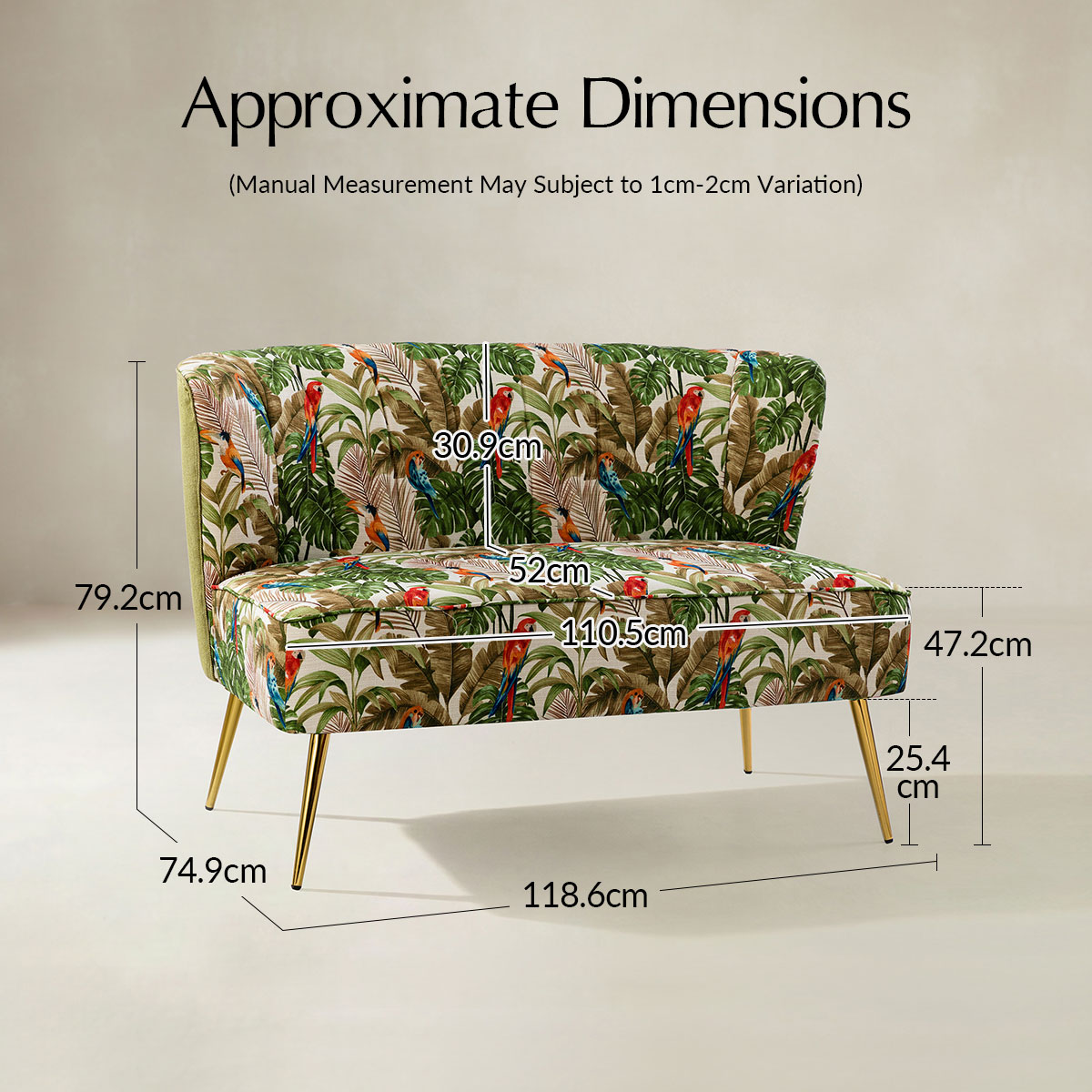 Coraline Floral Upholstered Loveseat with Tufted Back