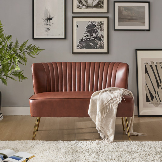 Agnes Vegan Leather Loveseat with Tufted Back