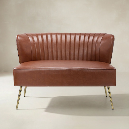Agnes Vegan Leather Loveseat with Tufted Back