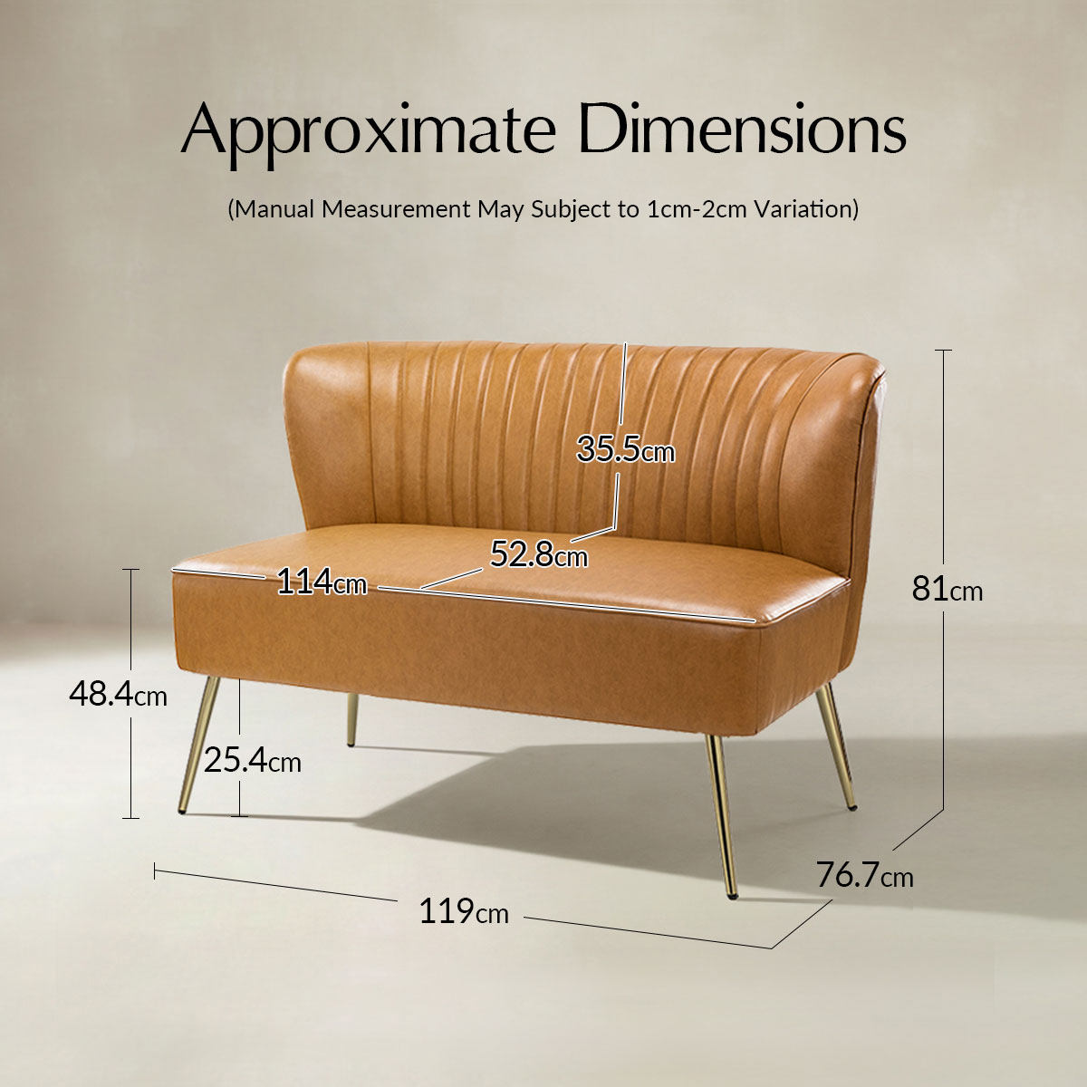 Agnes Vegan Leather Loveseat with Tufted Back