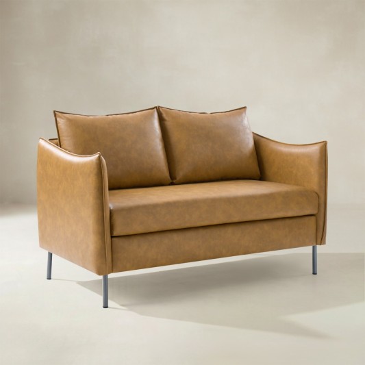 Vic Industrial Loveseat with Metal Legs