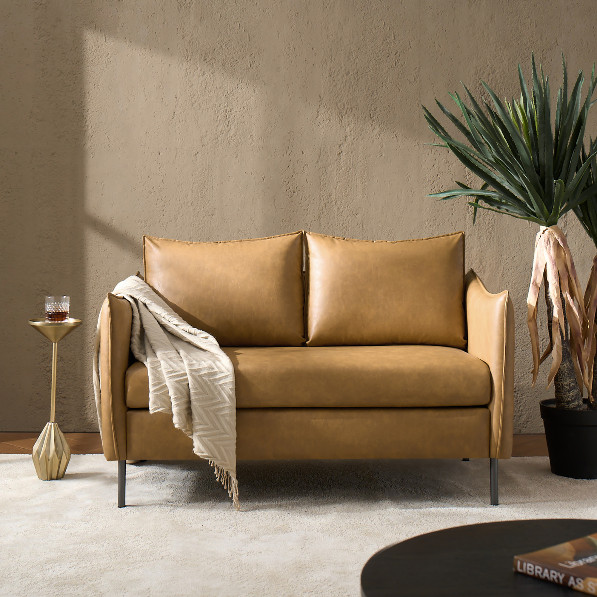 Vic Industrial Loveseat with Metal Legs