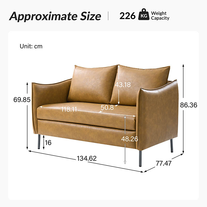 Vic Industrial Loveseat with Metal Legs