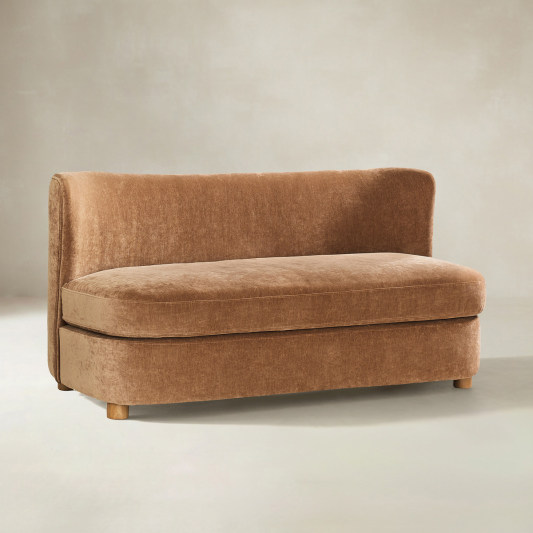 Rod Modern Fabric Loveseat with Thick Cushion and Curved Back