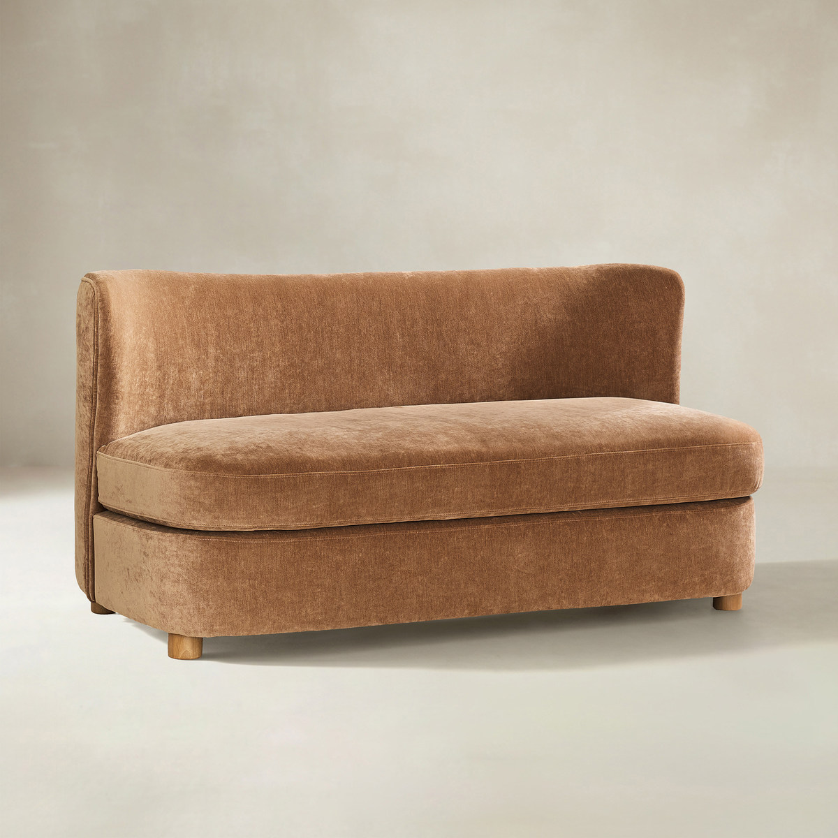 Rod Modern Fabric Loveseat with Thick Cushion and Curved Back