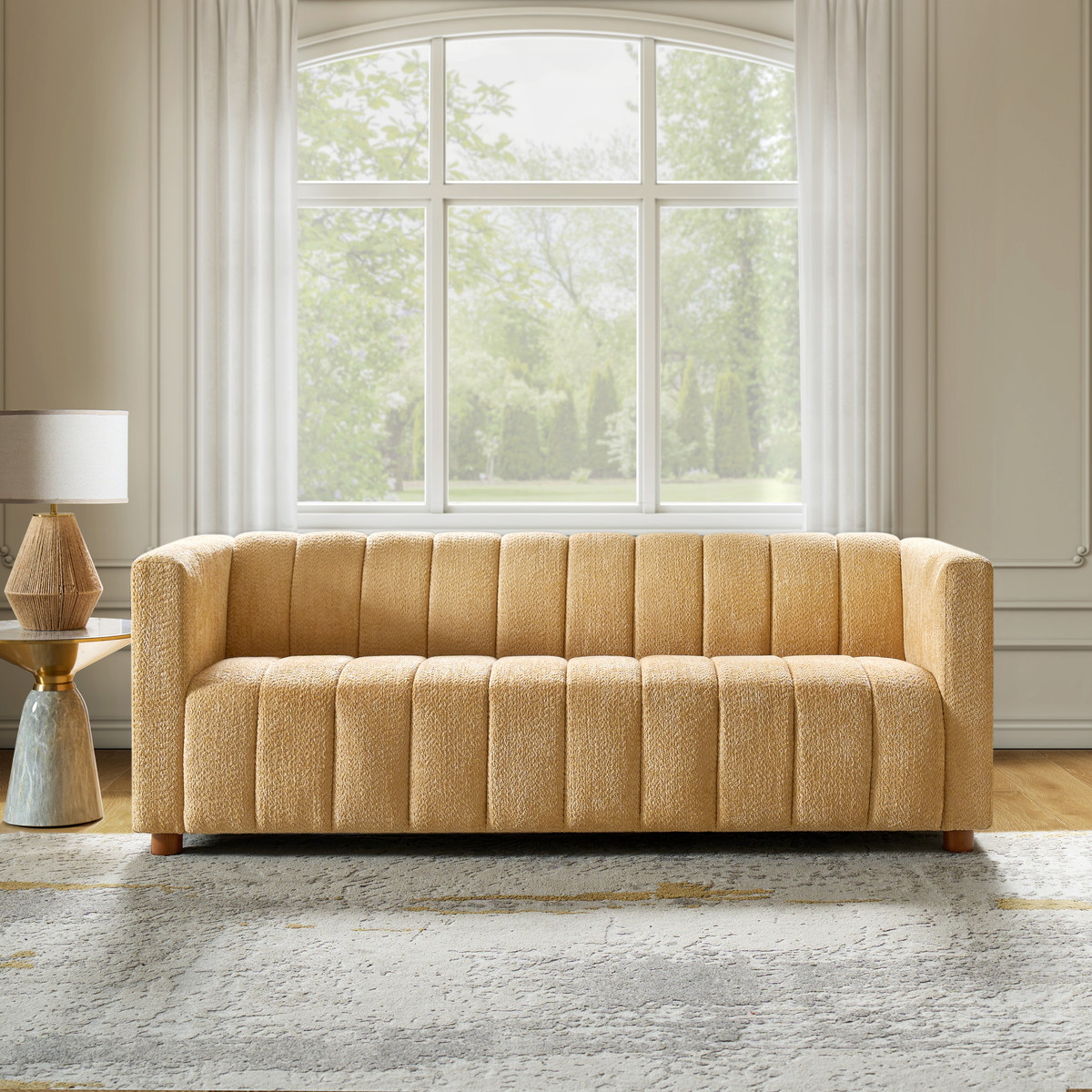 Botham Bouclé Sofa with Hidden Low-Profile Legs
