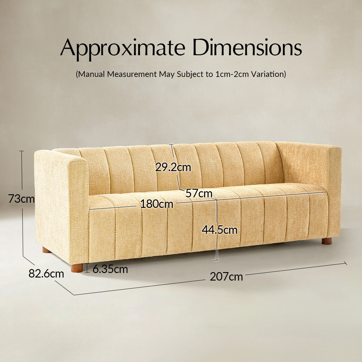 Botham Bouclé Sofa with Hidden Low-Profile Legs