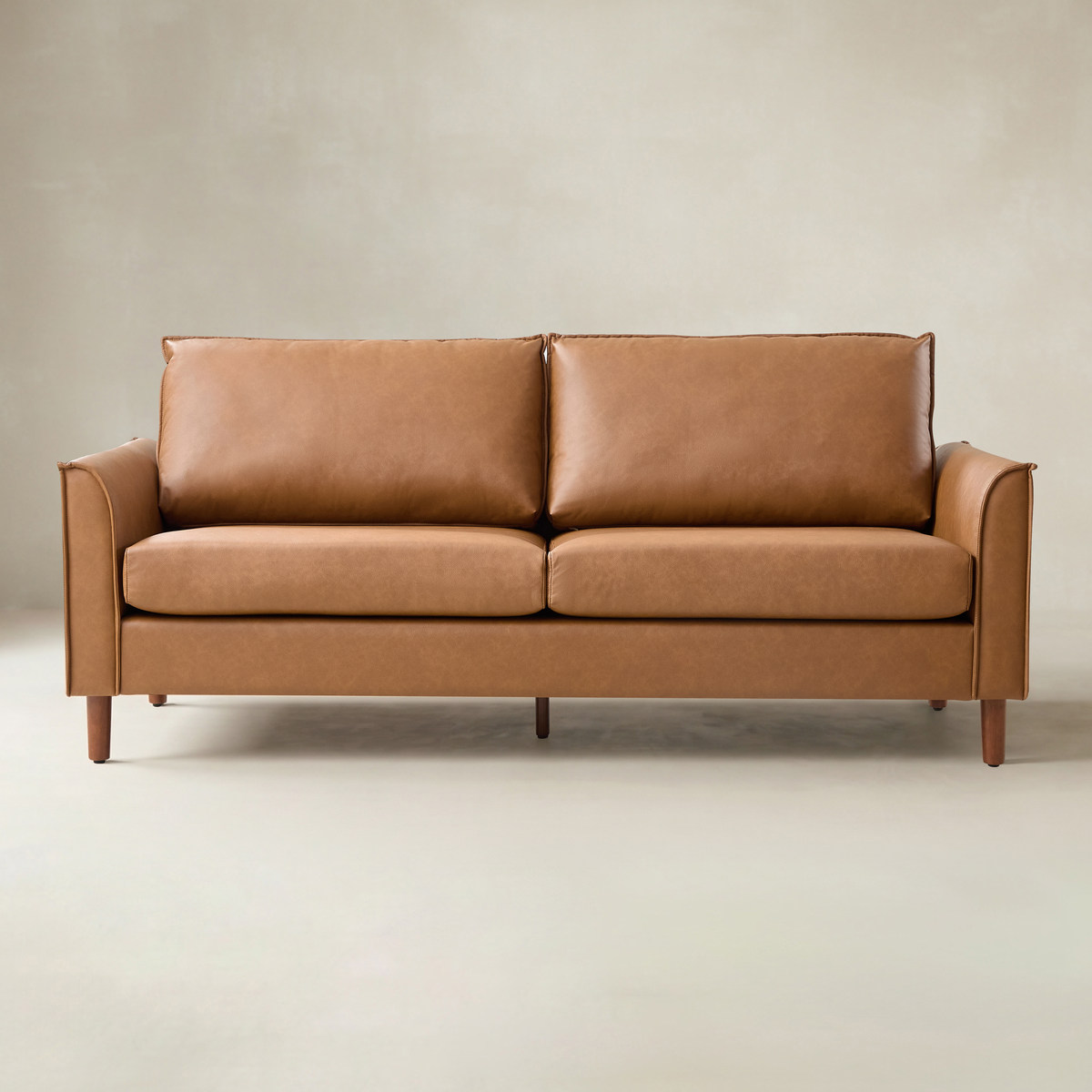 Lira Mid Century Vegan Leather 2-Seater with Solid Wood Legs