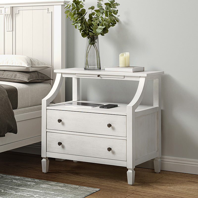 Grace Traditional 2-Drawer Bedside Table with USB & Pullout Tray