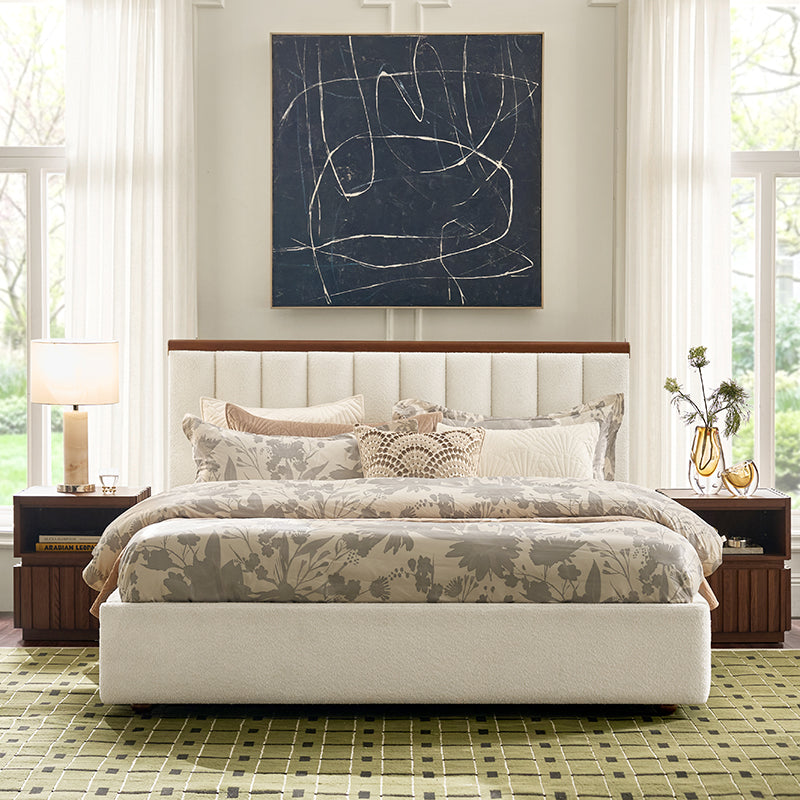 Modory Modern Upholstered Bed Frame with Modular Headboard & Side Storage - HULALA HOME