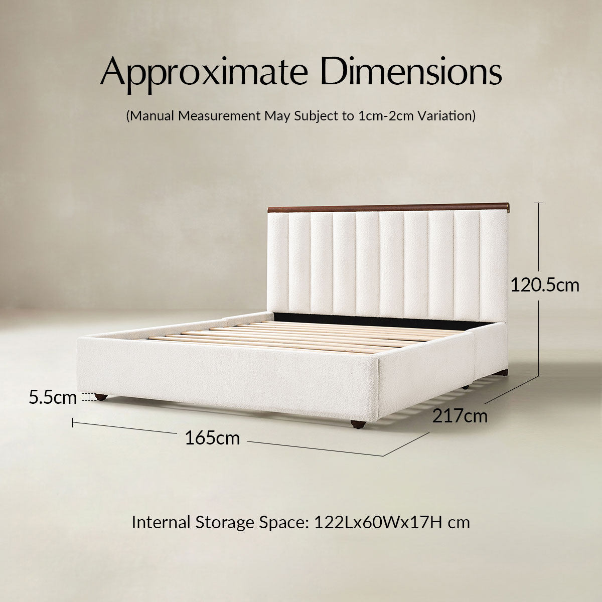 Modory Upholstered Bed Frame with Modular Headboard & Side Storage