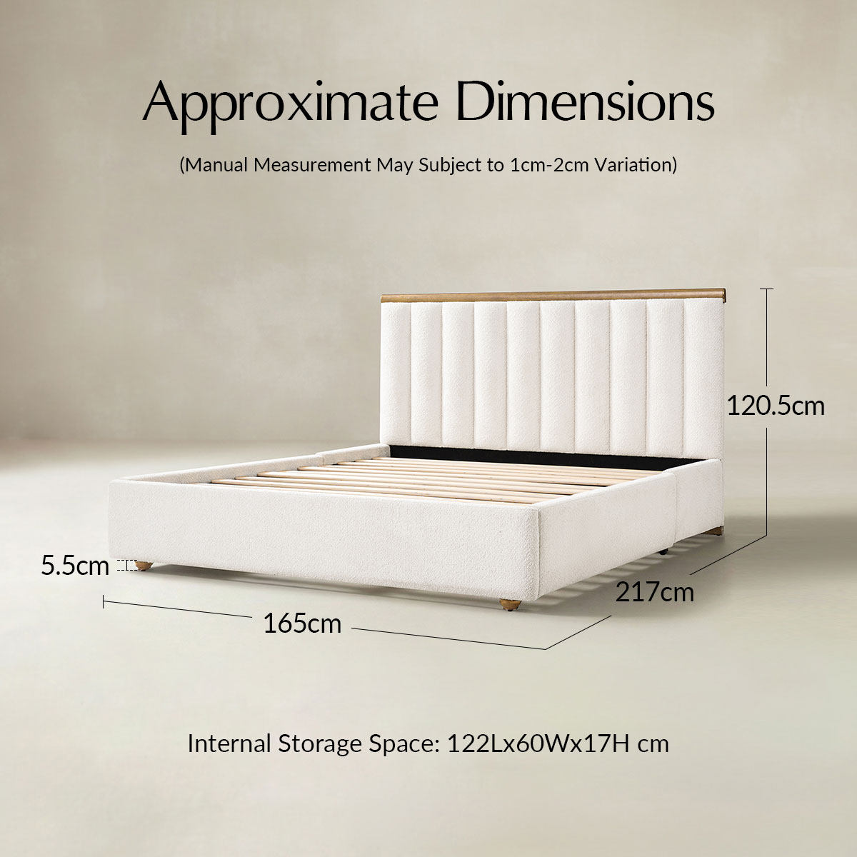 Modory Upholstered Bed Frame with Modular Headboard & Side Storage