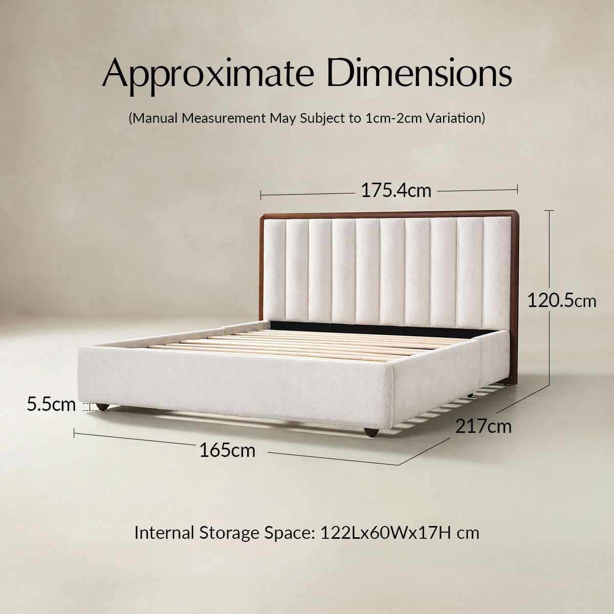 Modory Upholstered Bed Frame with Modular Headboard & Side Storage