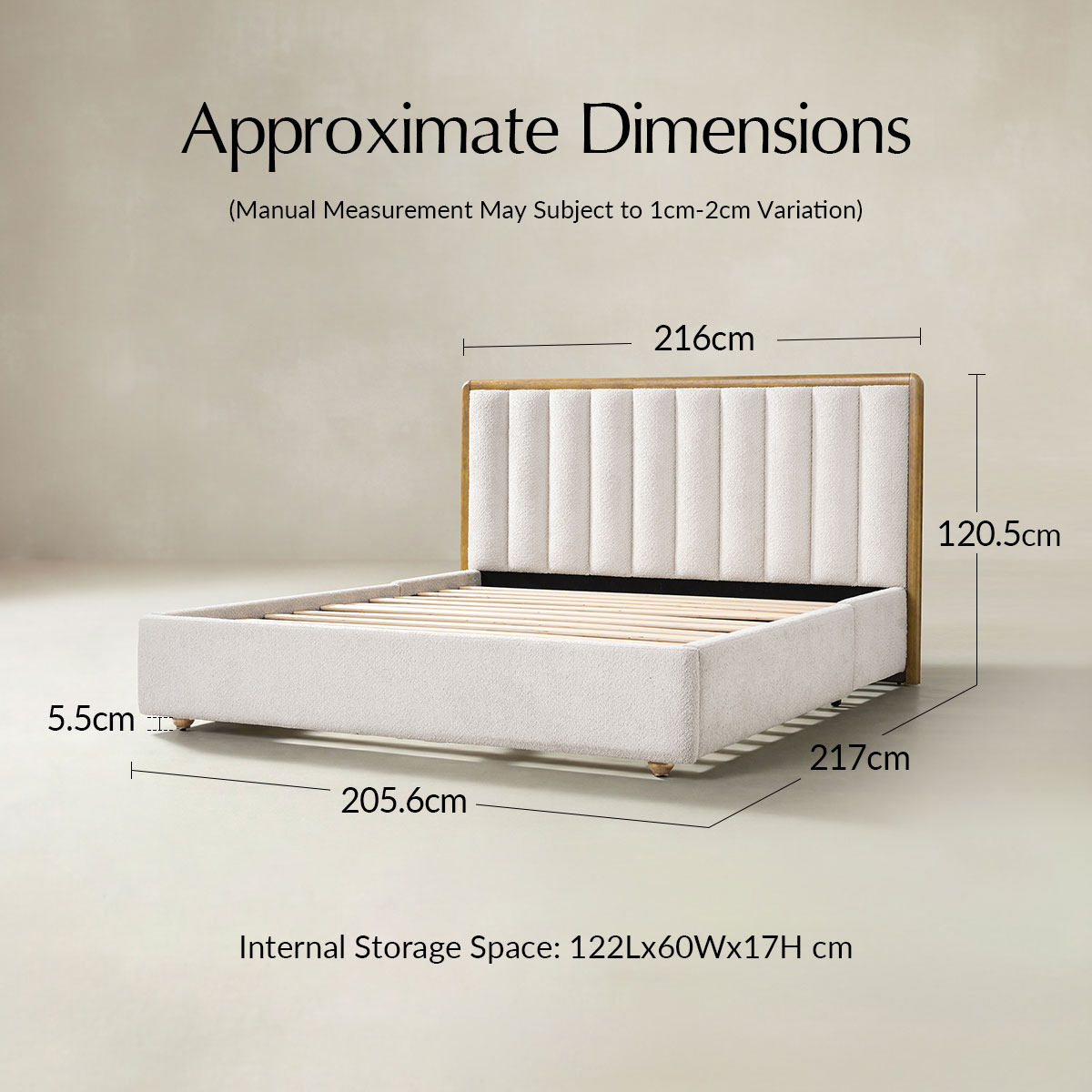 Modory Upholstered Bed Frame with Modular Headboard & Side Storage