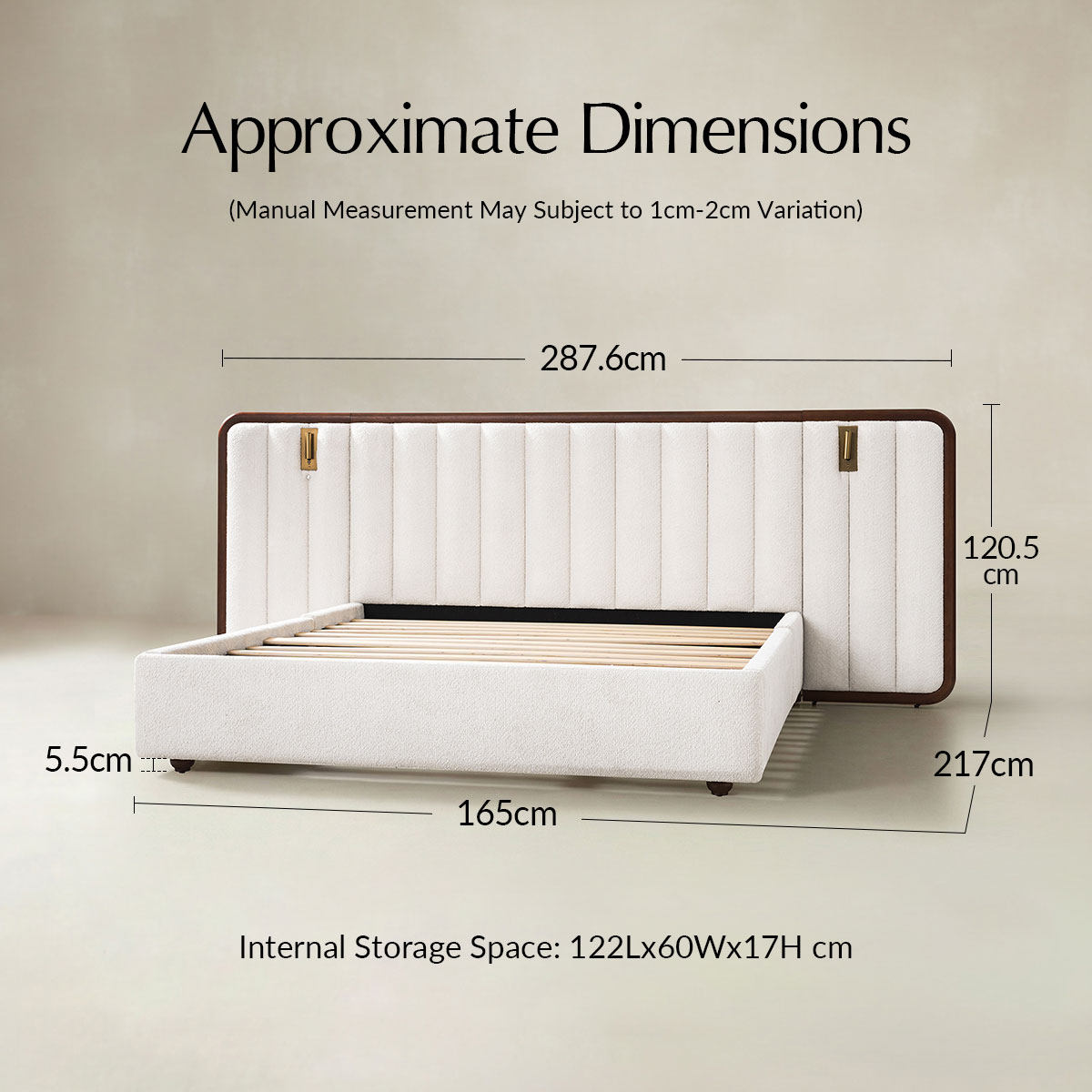 Modory Upholstered Bed Frame with Modular Headboard & Side Storage