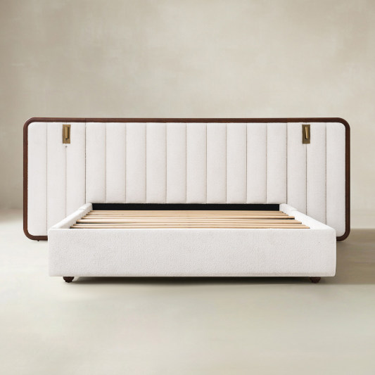 Modory Upholstered Bed Frame with Modular Headboard &amp; Side Storage