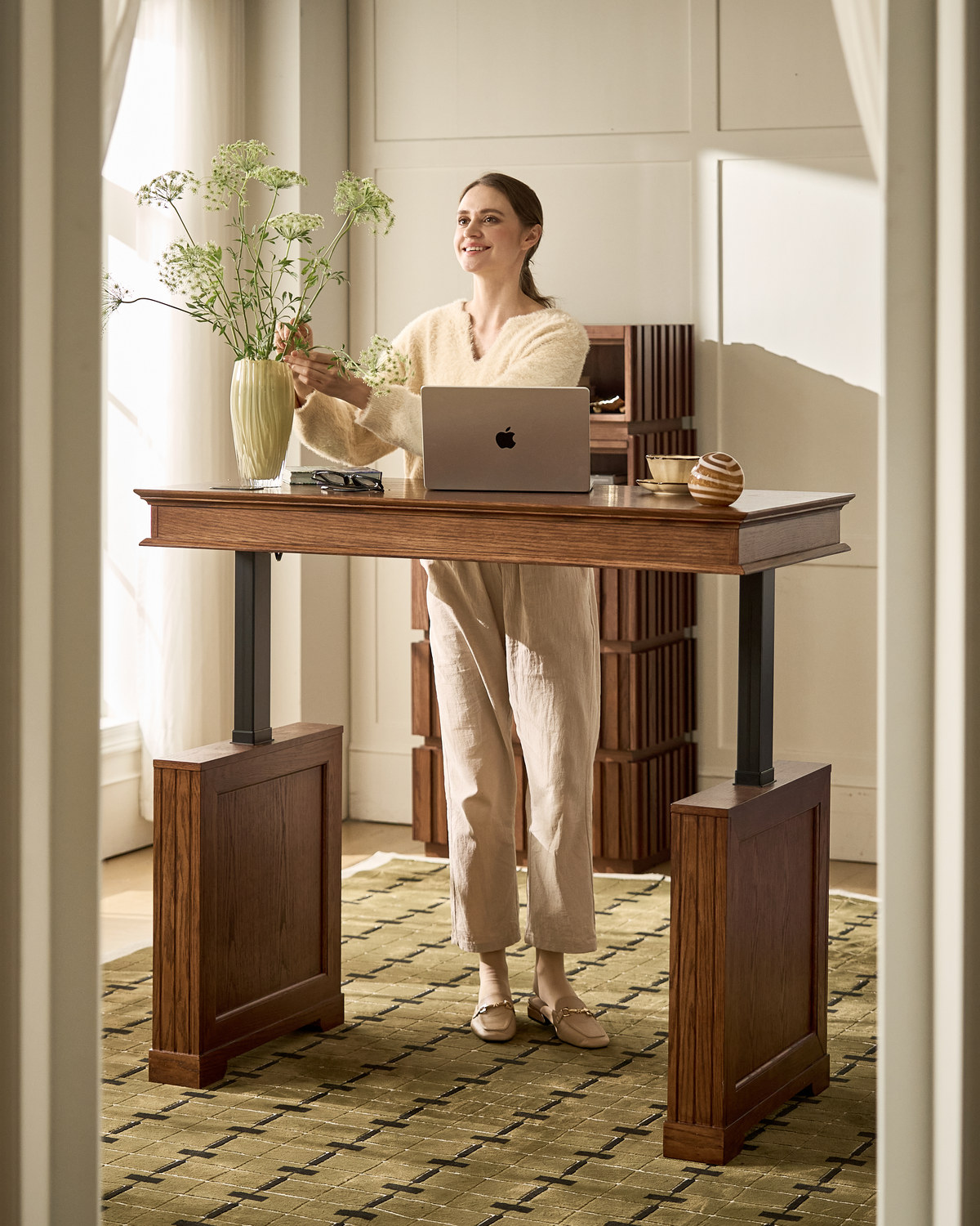 Julia Farmhouse  Electric Adjustable Standing Desk with Cable Management