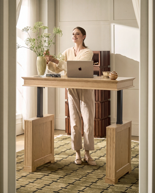 Julia Farmhouse  Electric Adjustable Standing Desk with Cable Management