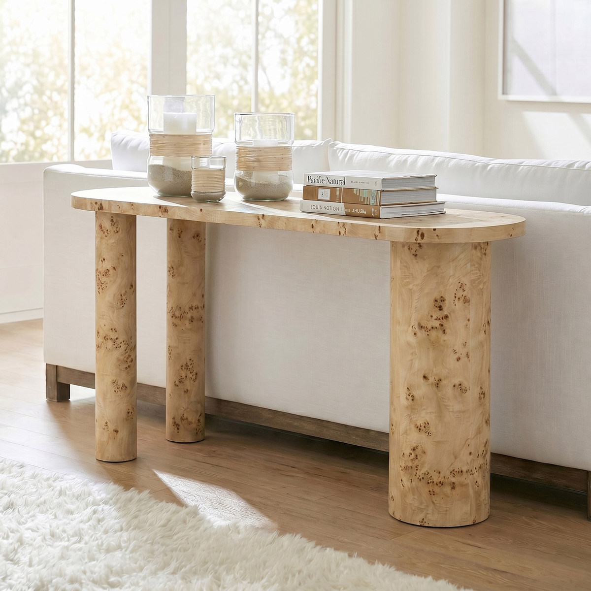 Isaac Modern Burl Wood Desk with Sculptural Curves