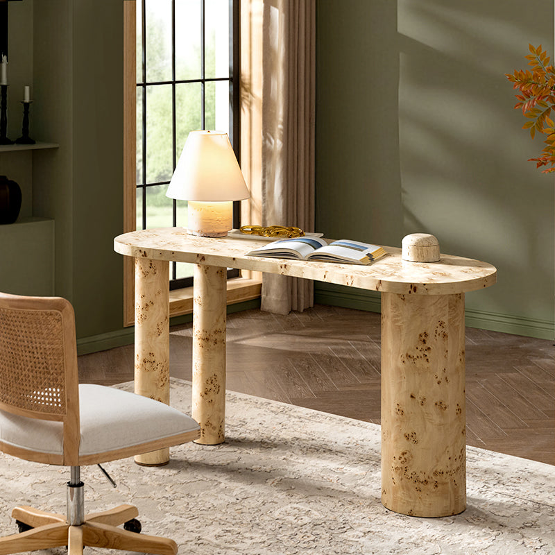 Isaac Modern Burl Wood Desk with Sculptural Curves - HULALA HOME