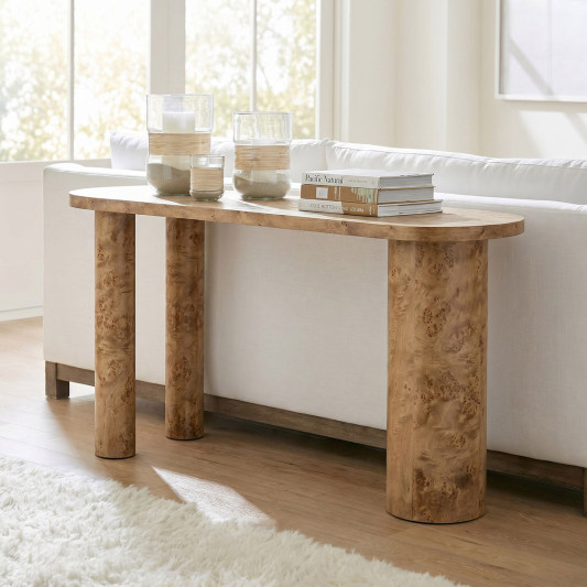 Isaac Modern Burl Wood Desk with Sculptural Curves