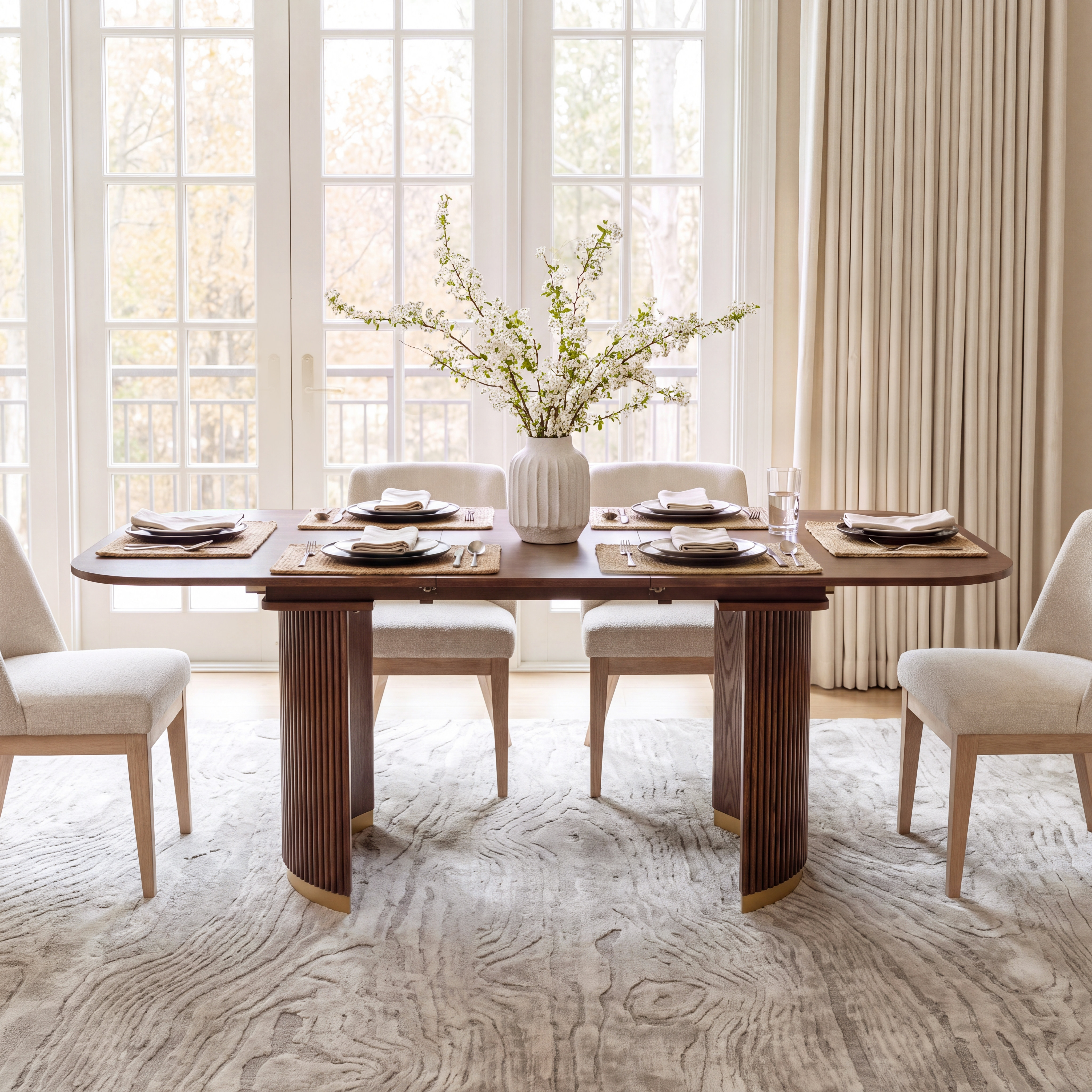Modern Fluted Extendable Multi-Functional Table