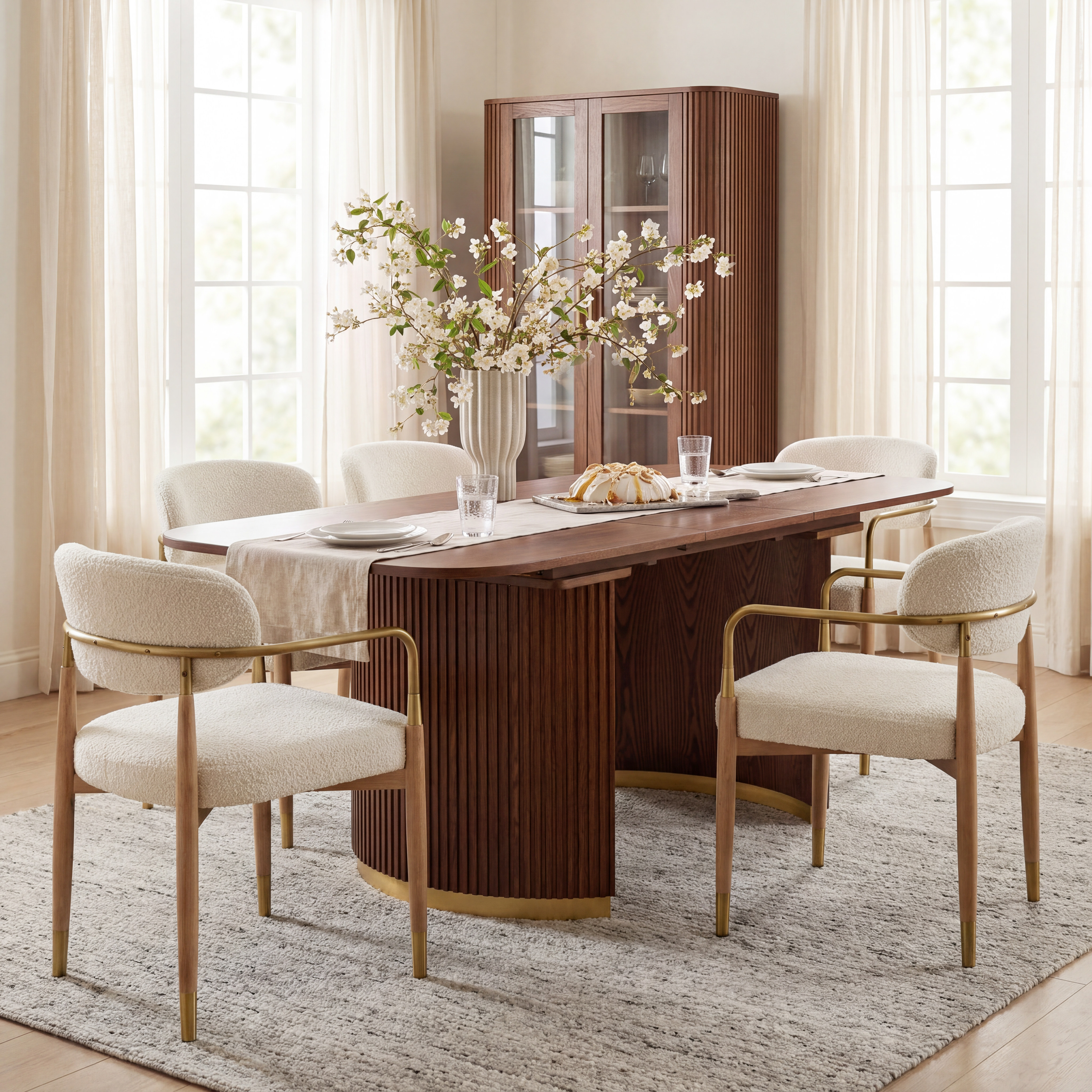 Modern Fluted Extendable Multi-Functional Table