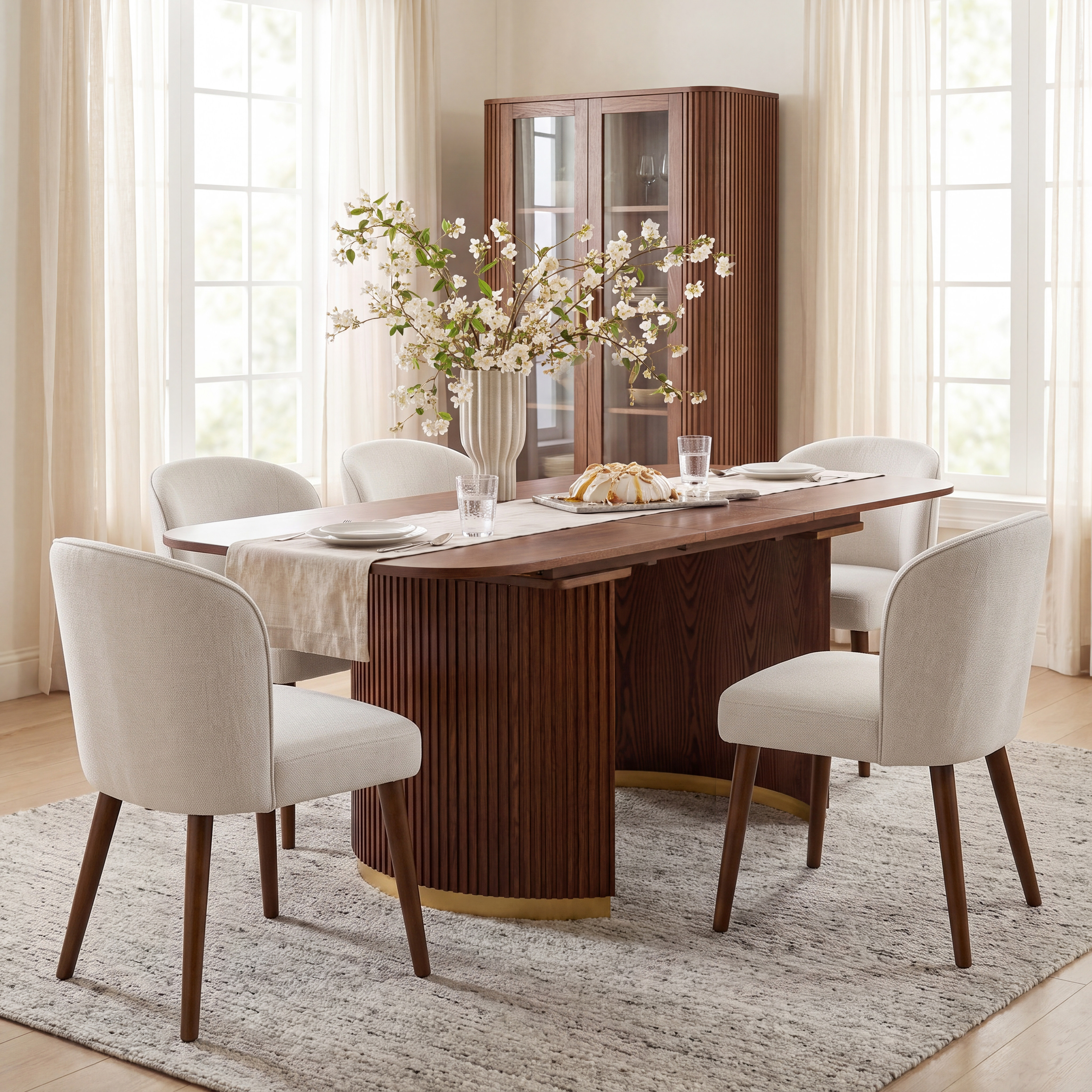 Modern Fluted Extendable Multi-Functional Table