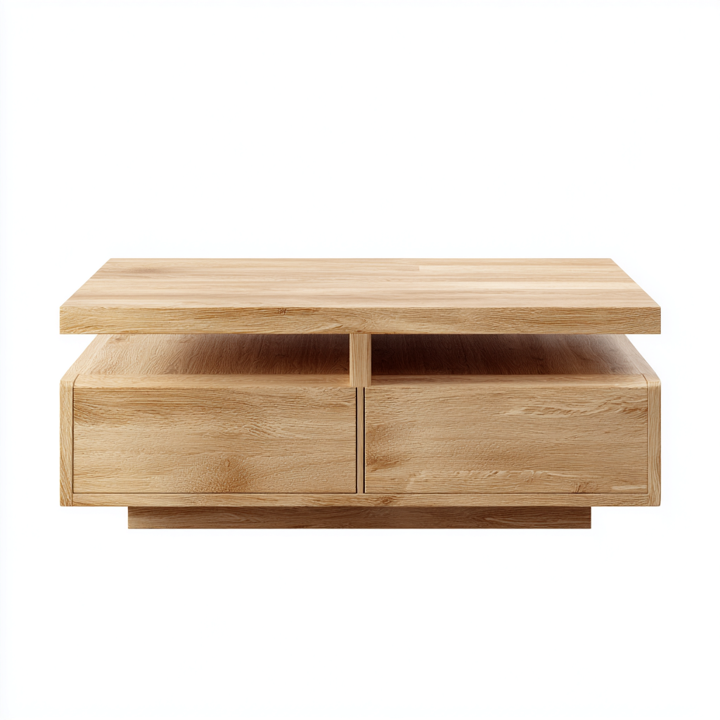 Mesa de centro de madera 100x60x42 cm - beige - diseño moderno-Homigopad